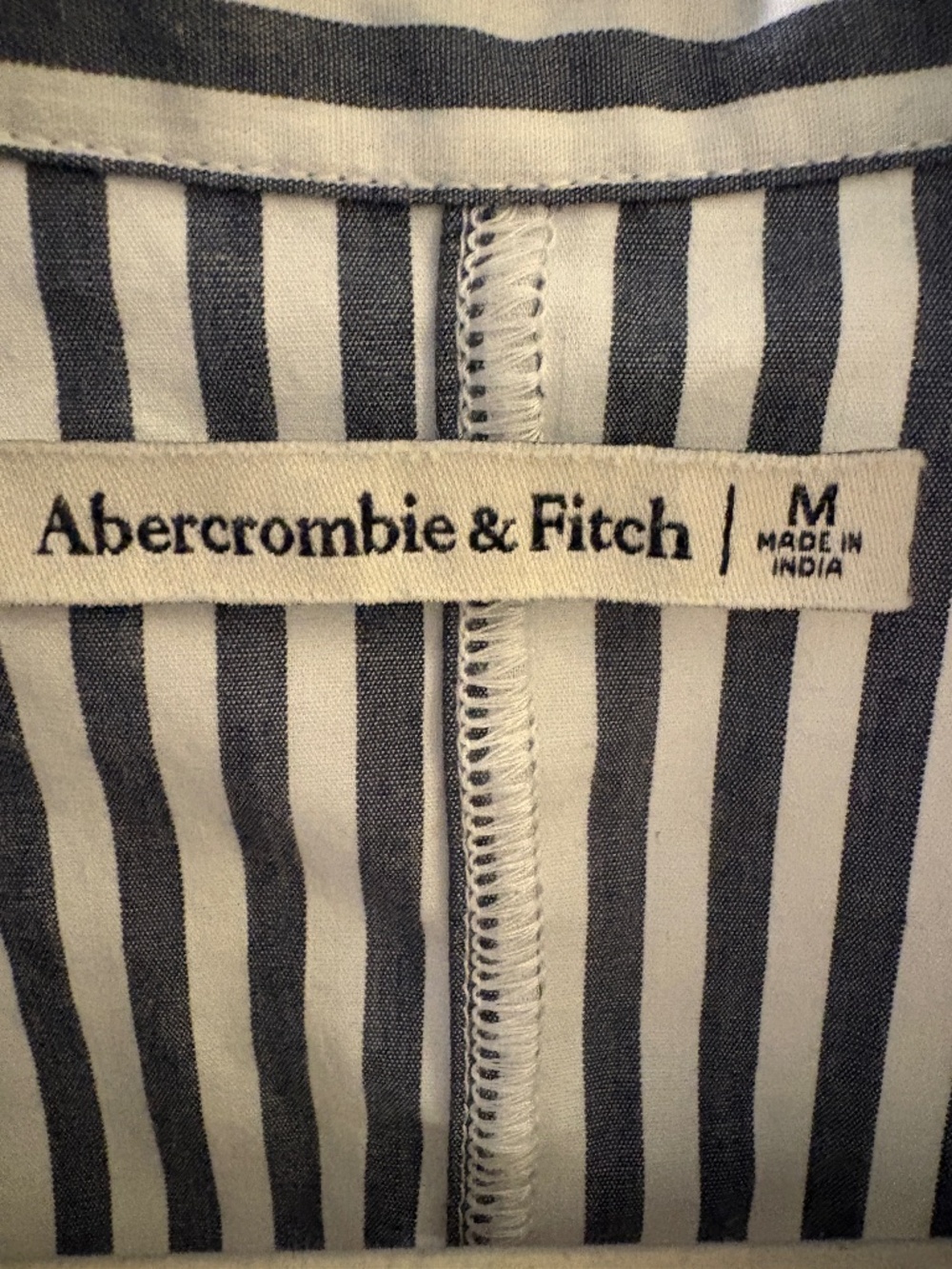Abercrombie & Fitch Midi Striped Dress - ruched waist collared shirt dress
